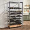 imageWine Enthusiast 150Bottle Iron Wine Rack with Display Shelf  Large Standing Organizer with 6 Horizontal Racks ampamp 1 Angled Bottle Display Shelf Modern Home CellarBlack