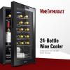 imageWine Enthusiast 24Bottle Compressor Wine Cooler with Upright Bottle Storage  Freestanding Wine Refrigerator with Digital Touchscreen and LED Temperature Display24Bottle