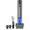 imageWine Enthusiast 2in1 Electric Blue Automatic Wine Bottle Opener and Preserver Set  Fully Electric Corkscrew with Charging Station  Seal Bottle with Vacuum Stopper 7 Piece SetSilver