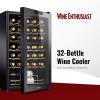 imageWine Enthusiast 32Bottle Dual Zone MAX Compressor Wine Cooler  Freestanding Mini Fridge with Digital Touchscreen LED Display Split Storage for Red ampamp White Wines Matte Black Refrigerator Home BarBlack