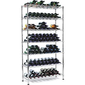 imageWine Enthusiast 150Bottle Iron Wine Rack with Display Shelf  Large Standing Organizer with 6 Horizontal Racks ampamp 1 Angled Bottle Display Shelf Modern Home CellarSilver
