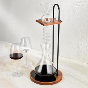 imageWine Enthusiast Art Series Treble Decanter  Hand Blown LeadFree Wide Base Aerating Glass Bottle with Minimizing Drip Spout  Holds 53 ozTower Decanting Set