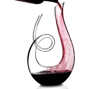 imageWine Enthusiast Art Series Treble Decanter  Hand Blown LeadFree Wide Base Aerating Glass Bottle with Minimizing Drip Spout  Holds 53 ozTreble