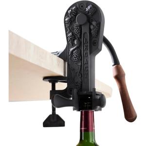 imageWine Enthusiast Legacy Corkscrew  Durable Wine Opener with Black Marble Handle ampamp Solid Metal Construction  Long Lasting Cork Removal with Tabletop Mount PewterBlack and Walnut