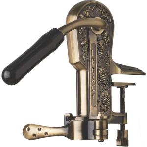 imageWine Enthusiast Legacy Corkscrew  Durable Wine Opener with Black Marble Handle ampamp Solid Metal Construction  Long Lasting Cork Removal with Tabletop Mount PewterAntique Bronze