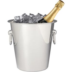 imageWine Enthusiast Stainless Steel Wine and Champagne Chilling Bucket  Elegant Cooler for Wine Beer and Champagne Durable Ice Bucket with Handles Perfect for Parties and Kitchen Decor 4 Quart CapacityStainless Steel