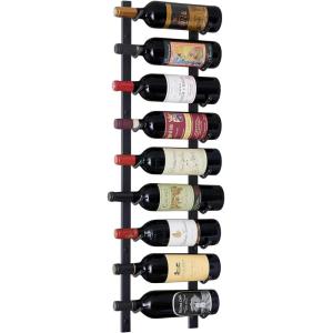 imageWine Enthusiast NFINITY 12 Bottle Wall Mounted Metal Wine Rack  Label Forward Wine Rack with Easy Installation  4 Tall 1 Column Deep Black3 ft  9 Bottles
