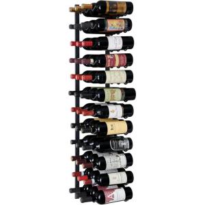 imageWine Enthusiast NFINITY 12 Bottle Wall Mounted Metal Wine Rack  Label Forward Wine Rack with Easy Installation  4 Tall 1 Column Deep Black4 ft  36 Bottles