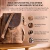 imageWine Enthusiast FullGrain Buffalo Leather 2Bottle Crossbody Wine Bag Stylish TravelReady Wine Tote with Adjustable Strap Removable Padded Divider Corkscrew Side Pocket2bottle Fullgrain Buffalo Leather