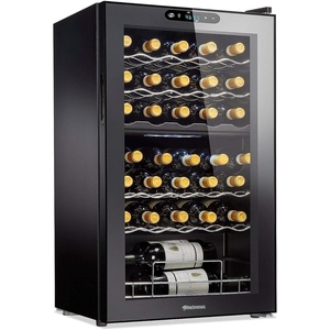 image:imageWine Enthusiast 33Bottle Compressor Wine Cooler wUpright Bottle Storage  Freestanding 33 Cu Ft Wine Refrigerator LED Digital Control Panel EnergyEfficient Cooling of 4164F32 Bottle DualZone  Black